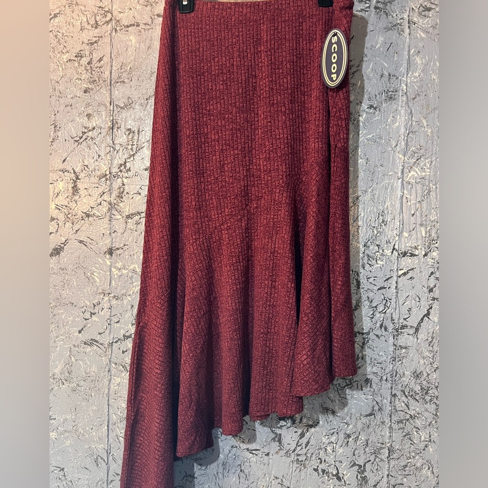 Maroon Asymmetrical Sweater Skirt